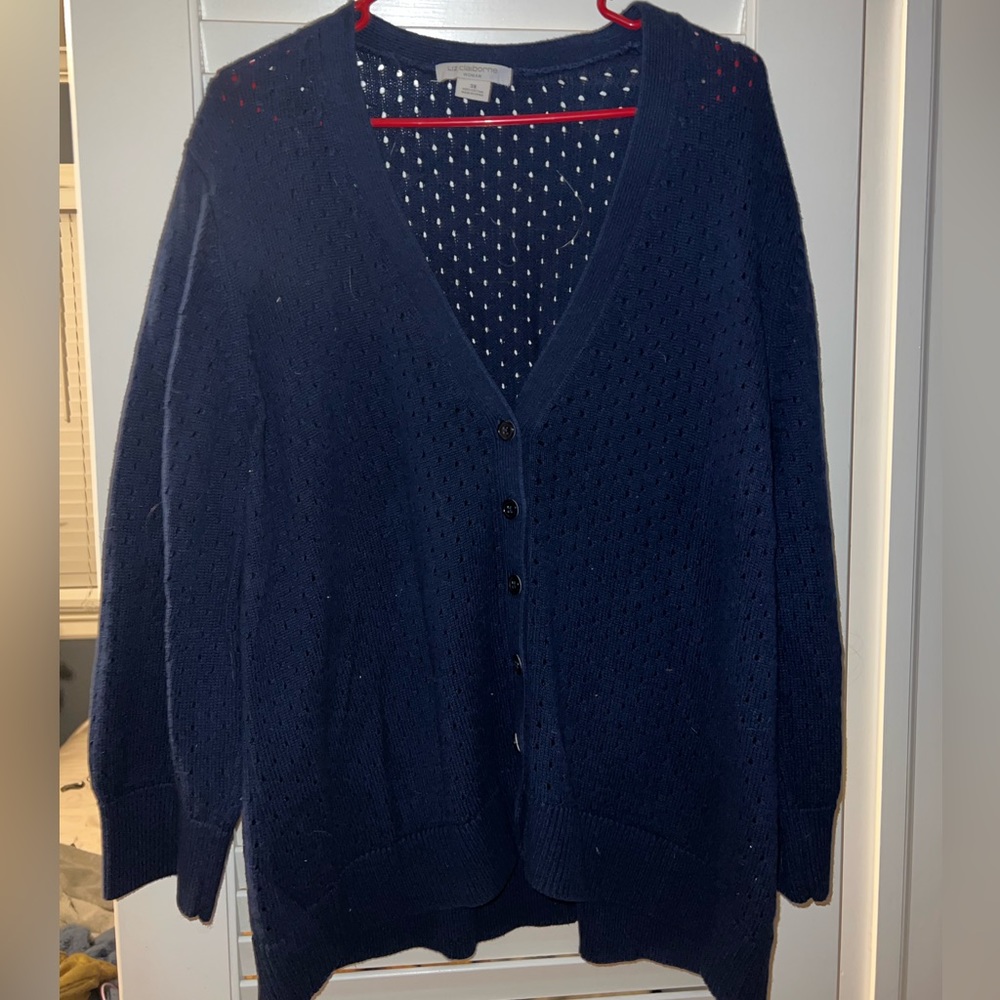 Blue V-Neck Cardigan Sweater